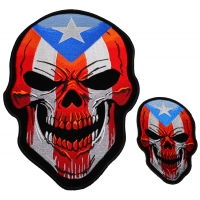 Puerto Rico Flag Skull Small And Large Patch Set