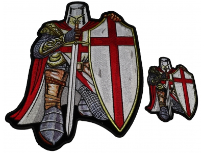 Red Knight Crusader Christian 2 Piece Patch Set