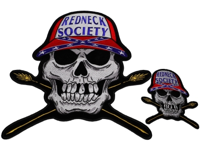 Set of 2, 1 Large and 1 Small Redneck Society Skull Patches