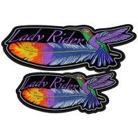 set of 2 Medium and Large Lady Rider Hummingbird Patches