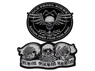 Set of 2 Old School Skull Patches