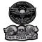 Set of 2 Old School Skull Biker Patches