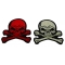 Set of 2 Red and Gray 3 inch Skull Patches