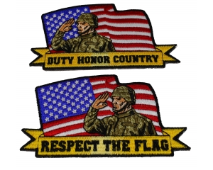 Set of 2 Saluting Soldier Patches
