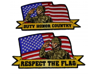 Set of 2 Saluting Soldier Patches