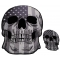 Set of 2, 1 Small and 1 Large American Flag Skull Grayscale Patches