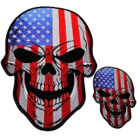 Set of 2 Small and Large American Flag Skull Patches