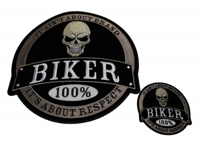 Set of 2 Small and Large Biker Skull Patches