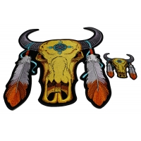 Set of 2 Small and Large Buffalo Skull Patches