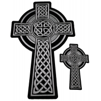 Set of 2, 1 Small and 1 Large Christian Cross Patches with Celtic Design