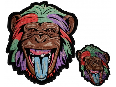 Set of 2 Small and Large Colorful Ape Chimpanzee Patches