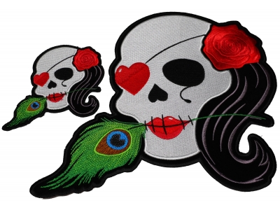 Set of 2 Small and Large Cute Skull Patches