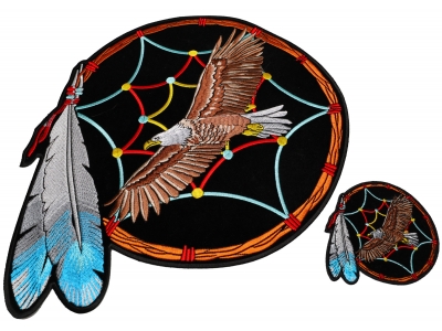 Set of 2 Small and Large Eagle in Dreamcatcher Patches