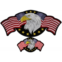 Set of 2 patches - Small and Large Eagle with American Flag Patches