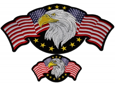 AMERICAN PRIDE EAGLE USA FLAG EMBROIDERED PATCH 4.5 X 3 INCHES