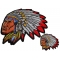 Set of 2 Small and Large Indian with Headdress Patches