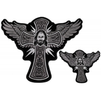 Set of 2 Small and Large Jesus Cross and Wings Patches