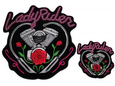 Set of 2 Small and Large Lady Rider Patches