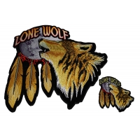 Set of 2, Small and Large Lone Wolf Howling at the Moon Patches