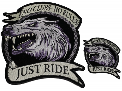 Set of 2, 1 Small and 1 Large Lone Wolf No Clubs No Rules Patches