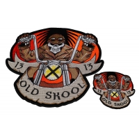 Set of 2 Small and Large Old Skool Chopper Biker Patches