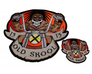 Set of 2 Small and Large Old Skool Chopper Biker Patches