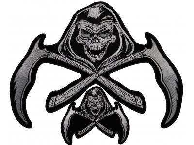 Set of 2 Small and Large Reaper Skull Patches