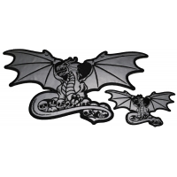 Set of 2 Small and Large Reflective Dragon Patches