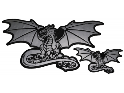 Set of 2 Small and Large Reflective Dragon Patches
