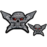 Set of 2 Small and Large Robot Skull Patches