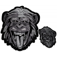 Set of 2 Small and Large Silver Gorilla Patches