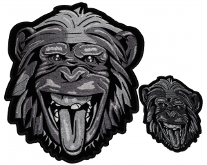 Set of 2 Small and Large Silver Gorilla Patches