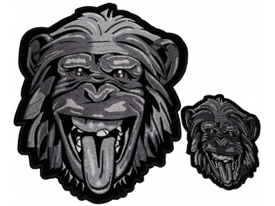 Set of 2 Small and Large Silver Gorilla Patches