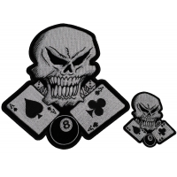 Set of 2 Small and Large Skull and Aces Patches