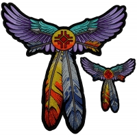 Set of 2, 1 Small and 1 Large Wings and Feathers and Arrows Tribal Patch