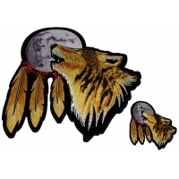 Set of 2 Small and Large Wolf Howling at the Moon Patches