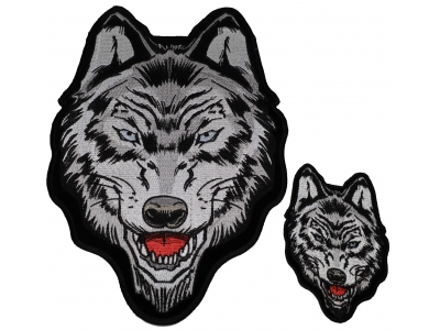 Set of 2 Small and Large Wolf Patches