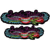 Set of 2 Small and Medium Lady Rider Lips and Roses Patches