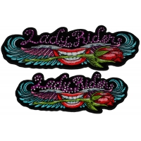 Set of 2 Small and Medium Lady Rider Patches with Crystals