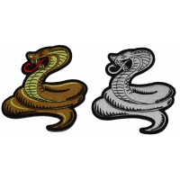 Set of 2 Small Cobra Snake Patches in Brown and White