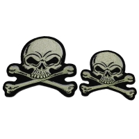 Set of 2 Small Gray Skull Patches