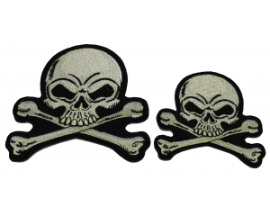 Set of 2 Small Gray Skull Patches