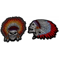 Set of 2 Small Indian Skull Head Patches