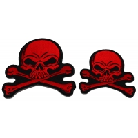 Set of 2 Small Red Skull Patches