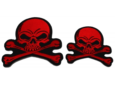 Set of 2 Small Red Skull Patches