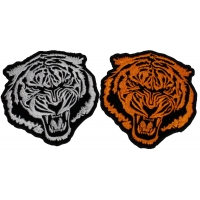 Set of 2 Small Tiger Patches in White and Orange