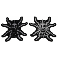 Set of 2 Spider Skull Patches in White and Reflective