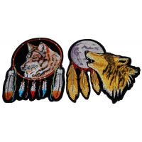 Set of 2 Wolf with Feathers Patches