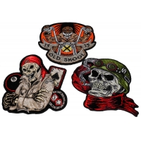 Set of 3 Biker Skull Patches