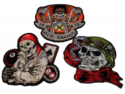 Set of 3 Biker Skull Patches